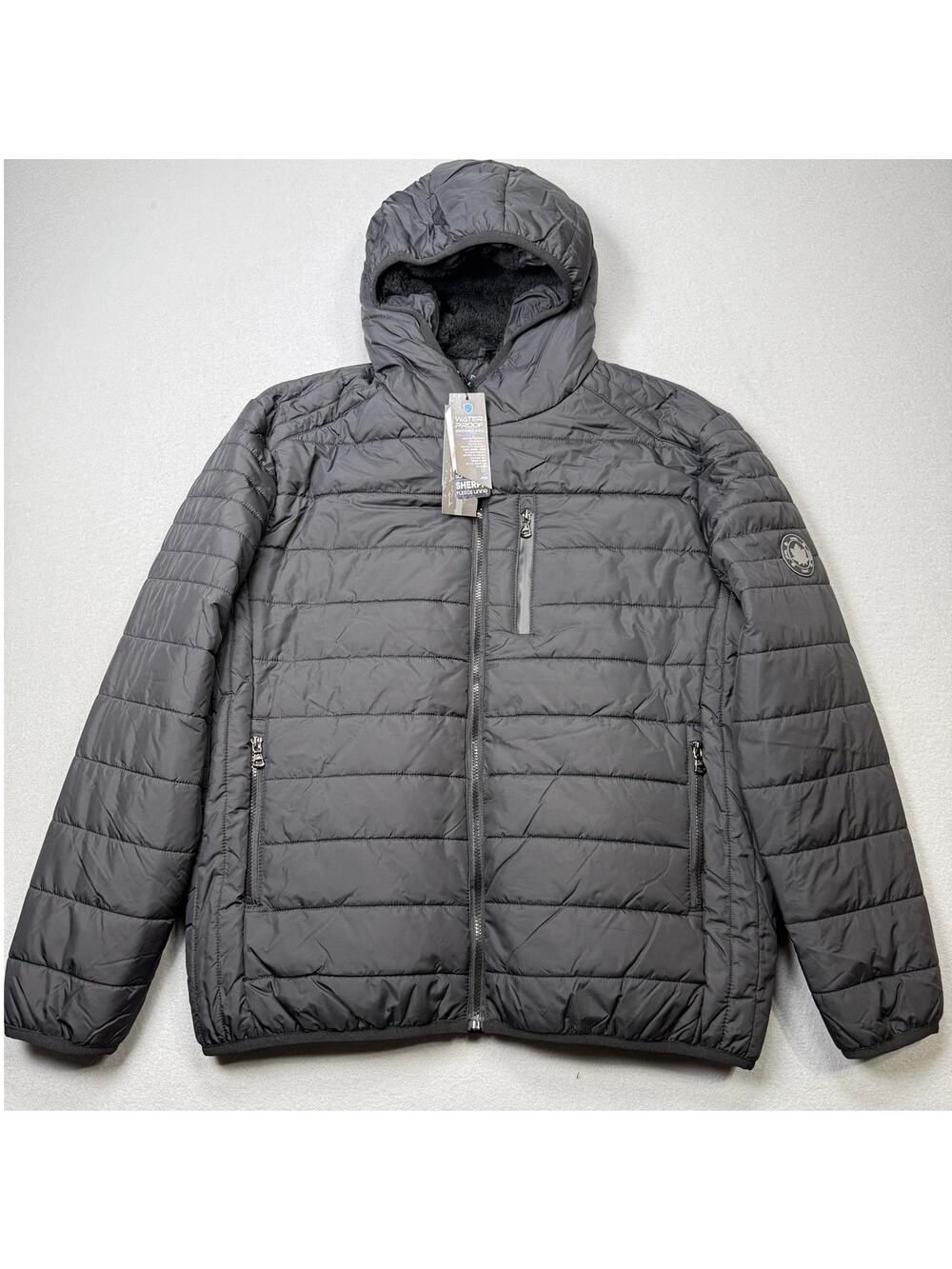 Spire by Galaxy Men's Sherpa Lined Hooded Puffer Jacket Black XL $59